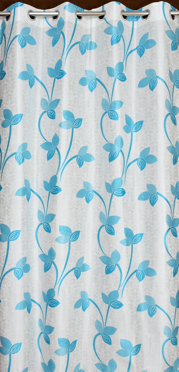 Panipat Textile Hub Polyester Eyelet Aqua Designer Print curtains Pack of 2 - Window (4x5 Feet)