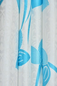 Panipat Textile Hub Polyester Eyelet Aqua Designer Print curtains Pack of 2 - Window (4x5 Feet)