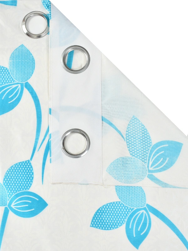 Panipat Textile Hub Polyester Eyelet Aqua Designer Print curtains Pack of 2 - Window (4x5 Feet)