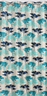 Panipat Textile Hub Polyester Eyelet Aqua Printed Design curtains Pack of 2 - Window (4x5 Feet)