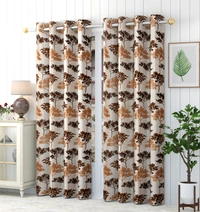 Panipat Textile Hub Polyester Eyelet Aqua Printed Design curtains Pack of 2 - Long Door (4x9 Feet)