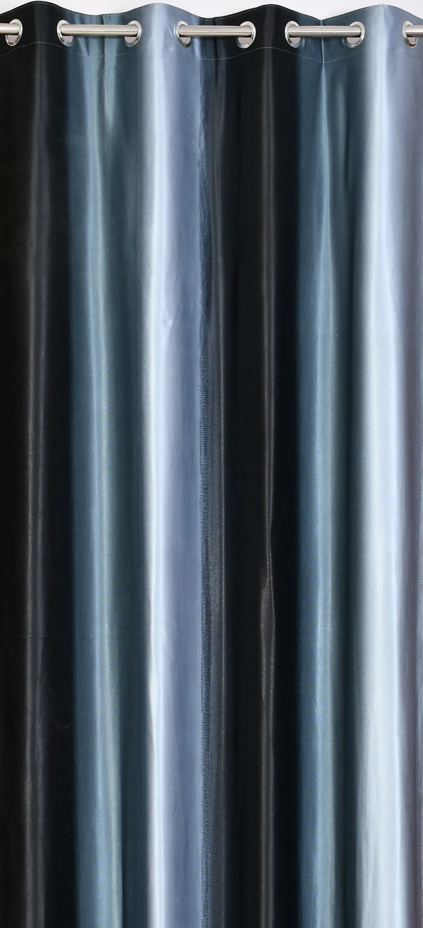 Panipat Textile Hub Polyester Eyelet Black Designer Print curtains Pack of 2 - Window (4x5 Feet)