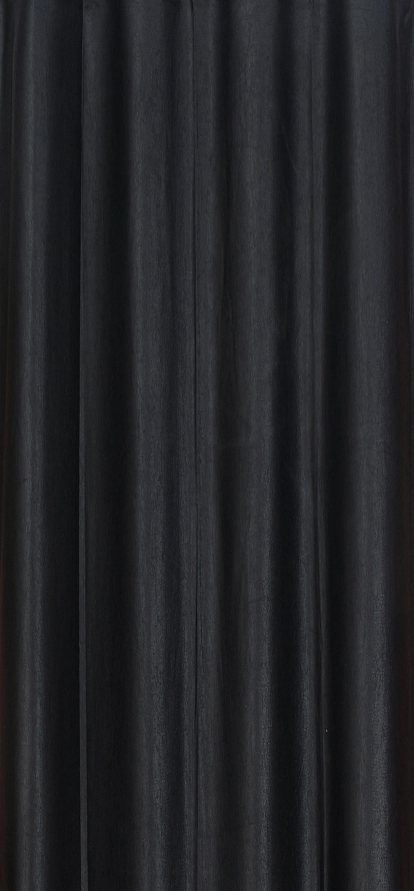 Panipat Textile Hub Polyester Eyelet Black Solid Plain curtains Pack of 2 - Window (4x5 Feet)