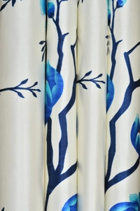 Panipat Textile Hub Polyester Eyelet Blue Designer Print curtains Pack of 2 - Long Door (4x9 Feet)