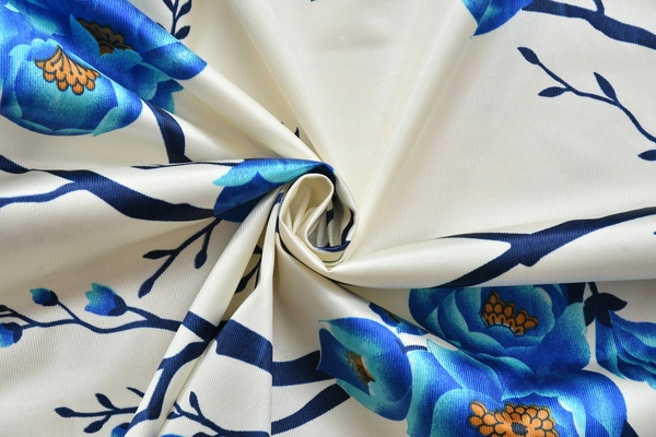 Panipat Textile Hub Polyester Eyelet Blue Designer Print curtains Pack of 2 - Long Door (4x9 Feet)