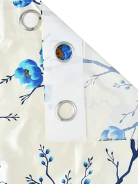 Panipat Textile Hub Polyester Eyelet Blue Designer Print curtains Pack of 2 - Long Door (4x9 Feet)