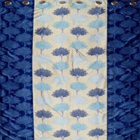 Panipat Textile Hub Polyester Eyelet Blue Printed Design curtains Pack of 2 - Long Door (4x9 Feet)