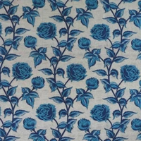 Panipat Textile Hub Polyester Eyelet Blue Rose Printed Design curtains Pack of 2 - Long Door (4x9 Feet)