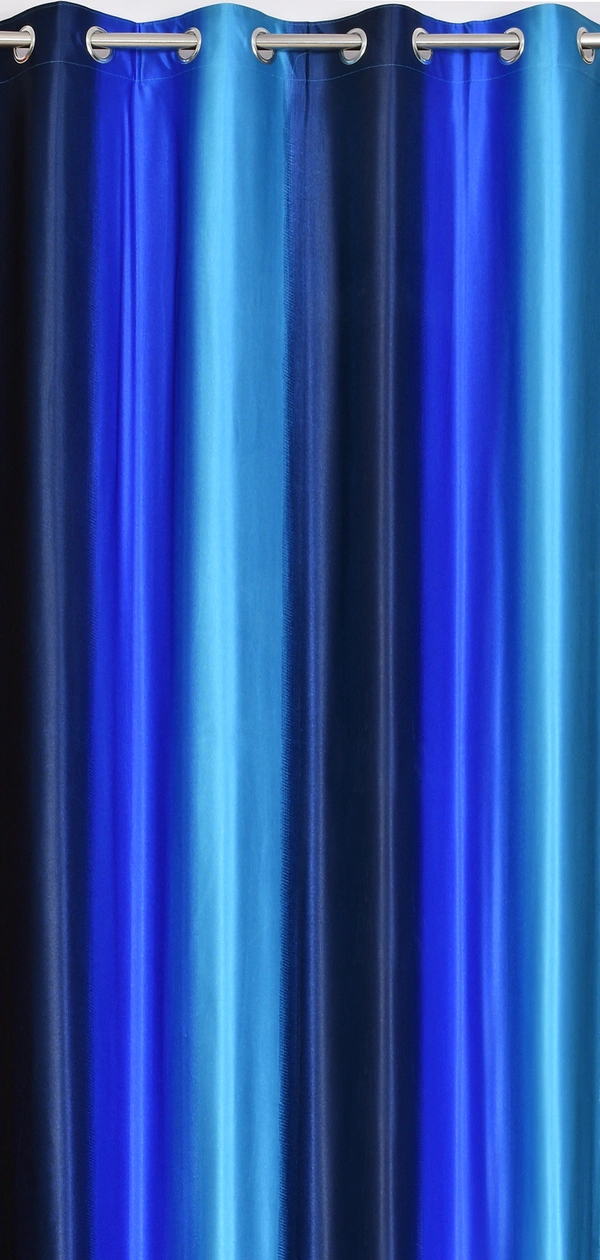 Panipat Textile Hub Polyester Eyelet Blue  Solid Long Crush  curtains Pack of 2 - Door (4x7 Feet)