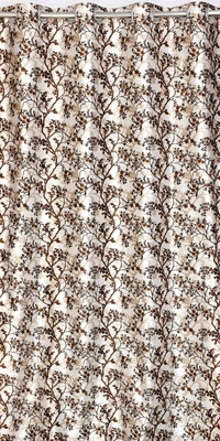 Panipat Textile Hub Polyester Eyelet Brown Designer Print curtains Pack of 2 - Window (4x5 Feet)