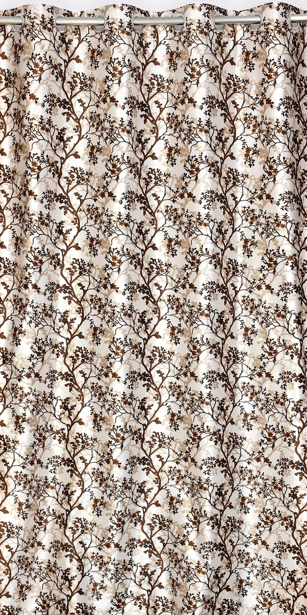 Panipat Textile Hub Polyester Eyelet Brown Designer Print curtains Pack of 2 - Window (4x5 Feet)