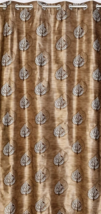 Panipat Textile Hub Polyester Eyelet Brown Designer Print curtains Pack of 2 - Window (4x5 Feet)