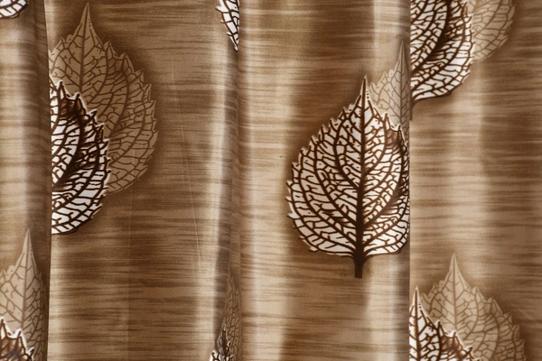 Panipat Textile Hub Polyester Eyelet Brown Designer Print curtains Pack of 2 - Window (4x5 Feet)