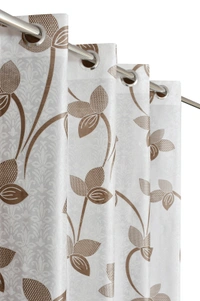 Panipat Textile Hub Polyester Eyelet Brown Designer Print curtains Pack of 2 - Window (4x5 Feet)