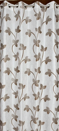 Panipat Textile Hub Polyester Eyelet Brown Designer Print curtains Pack of 2 - Window (4x5 Feet)