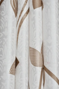 Panipat Textile Hub Polyester Eyelet Brown Designer Print curtains Pack of 2 - Window (4x5 Feet)