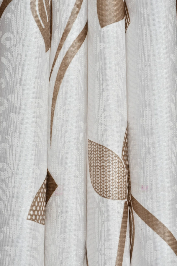 Panipat Textile Hub Polyester Eyelet Brown Designer Print curtains Pack of 2 - Window (4x5 Feet)