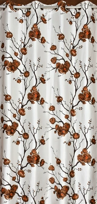 Panipat Textile Hub Polyester Eyelet Brown Designer Print curtains Pack of 2 - Window (4x5 Feet)