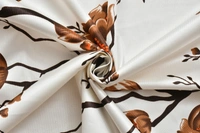 Panipat Textile Hub Polyester Eyelet Brown Designer Print curtains Pack of 2 - Window (4x5 Feet)