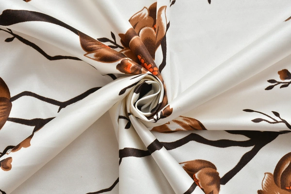 Panipat Textile Hub Polyester Eyelet Brown Designer Print curtains Pack of 2 - Window (4x5 Feet)