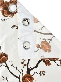 Panipat Textile Hub Polyester Eyelet Brown Designer Print curtains Pack of 2 - Window (4x5 Feet)