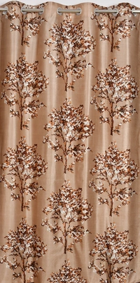 Panipat Textile Hub Polyester Eyelet Brown Printed Design curtains Pack of 2 - Window (4x5 Feet)