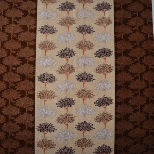 Panipat Textile Hub Polyester Eyelet Brown Printed Design curtains Pack of 2 - Window (4x5 Feet)