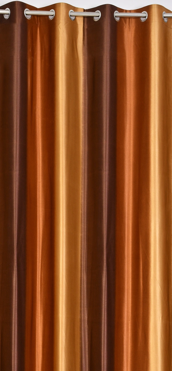 Panipat Textile Hub Polyester Eyelet Brown  Solid Long Crush  curtains Pack of 2 - Long Door (4x9 Feet)