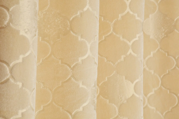 Panipat Textile Hub Polyester Eyelet Cream Designer Print Velvet Blackout curtains Pack of 2 - Window (4x5 Feet)