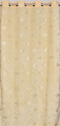 Panipat Textile Hub Polyester Eyelet Cream Designer Print Velvet Blackout curtains Pack of 2 - Long Door (4x9 Feet)