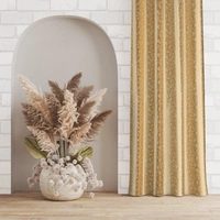 Panipat Textile Hub Polyester Eyelet Cream Designer Print curtains Pack of 2 - Window (4x5 Feet)