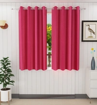 Panipat Textile Hub Polyester Eyelet Dark Pink Solid Plain curtains Pack of 2 - Window (4x5 Feet)