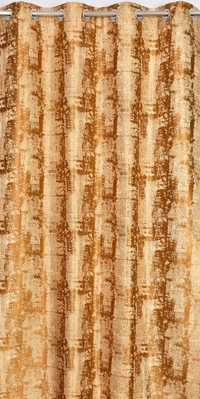 Panipat Textile Hub Polyester Eyelet Gold Designer Print curtains Pack of 2 - Window (4x5 Feet)