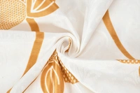 Panipat Textile Hub Polyester Eyelet Gold Designer Print curtains Pack of 2 - Window (4x5 Feet)