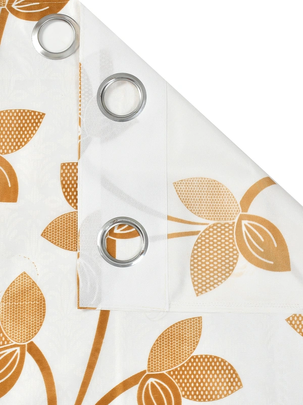 Panipat Textile Hub Polyester Eyelet Gold Designer Print curtains Pack of 2 - Window (4x5 Feet)