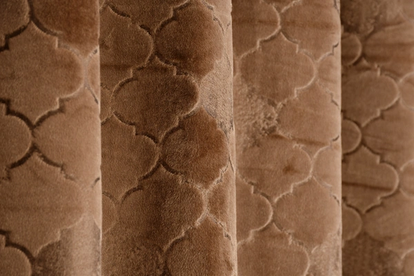 Panipat Textile Hub Polyester Eyelet Gold Designer Print Velvet Blackout curtains Pack of 2 - Long Door (4x9 Feet)