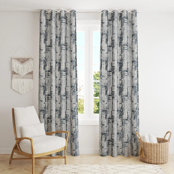 Panipat Textile Hub Polyester Eyelet Gray Designer Print curtains Pack of 2 - Window (4x5 Feet)