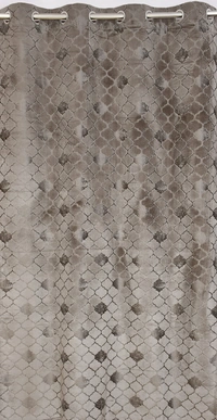 Panipat Textile Hub Polyester Eyelet Gray Designer Print Velvet Blackout curtains Pack of 2 - Door (4x7 Feet)