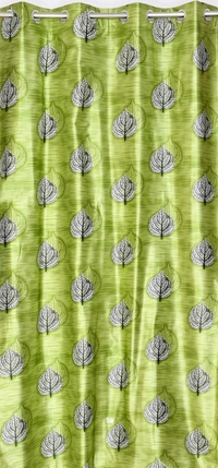 Panipat Textile Hub Polyester Eyelet Green Designer Print curtains Pack of 2 - Long Door (4x9 Feet)