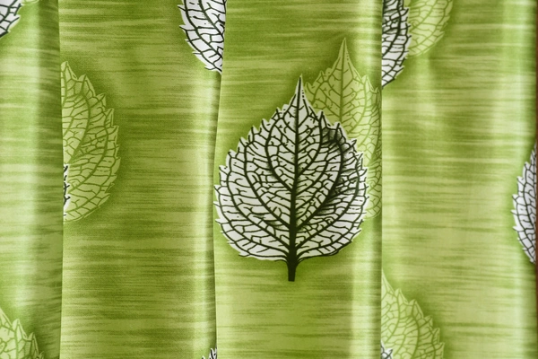 Panipat Textile Hub Polyester Eyelet Green Designer Print curtains Pack of 2 - Long Door (4x9 Feet)