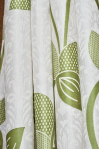 Panipat Textile Hub Polyester Eyelet Green Designer Print curtains Pack of 2 - Window (4x5 Feet)