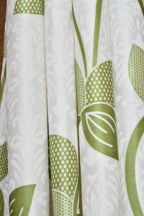 Panipat Textile Hub Polyester Eyelet Green Designer Print curtains Pack of 2 - Window (4x5 Feet)