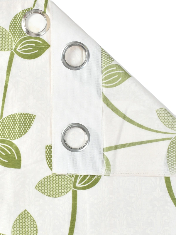 Panipat Textile Hub Polyester Eyelet Green Designer Print curtains Pack of 2 - Window (4x5 Feet)
