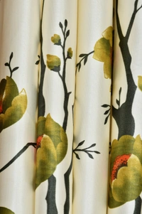 Panipat Textile Hub Polyester Eyelet Green Designer Print curtains Pack of 2 - Window (4x5 Feet)