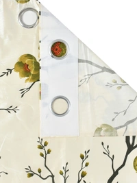 Panipat Textile Hub Polyester Eyelet Green Designer Print curtains Pack of 2 - Window (4x5 Feet)