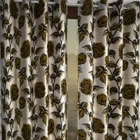 Panipat Textile Hub Polyester Eyelet Green Rose Printed Design curtains Pack of 2 - Door (4x7 Feet)