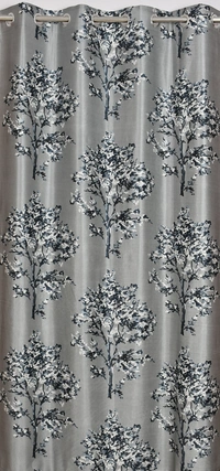 Panipat Textile Hub Polyester Eyelet Grey Printed Design curtains Pack of 2 - Window (4x5 Feet)