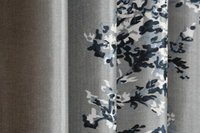 Panipat Textile Hub Polyester Eyelet Grey Printed Design curtains Pack of 2 - Window (4x5 Feet)