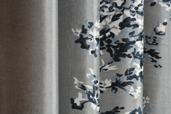 Panipat Textile Hub Polyester Eyelet Grey Printed Design curtains Pack of 2 - Window (4x5 Feet)