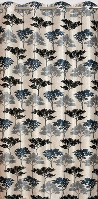 Panipat Textile Hub Polyester Eyelet Grey Printed Design curtains Pack of 2 - Window (4x5 Feet)